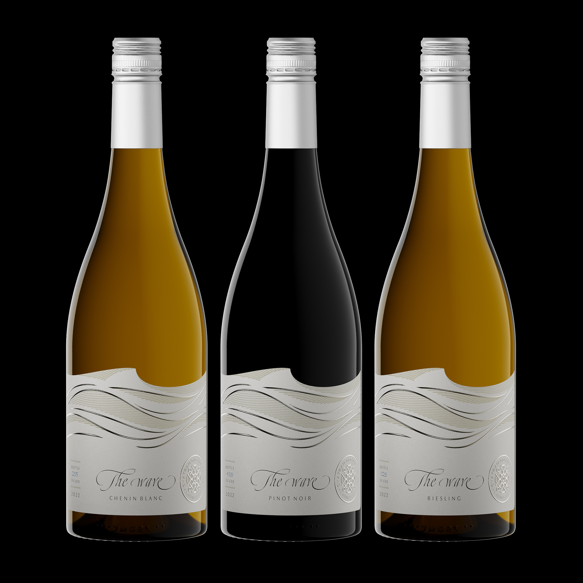 The Wave wines by the Labelmaker chateau boshnakoff debossed wine label embossed wine label silver hot foil the labelmaker the wave wines wine design wine label art wine label design wine label designer
