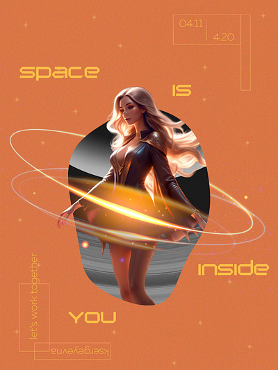 Space poster design girl graphic design jupiter orange poster space