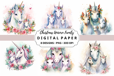 Christmas Unicorn Family Backgrounds tumbler wrap