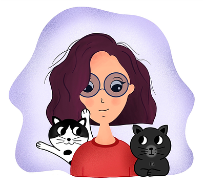 Digital Illustration: Self Portrait & My Cats illustration design vector