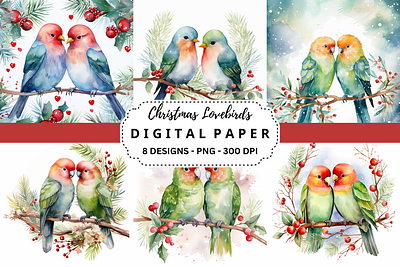 Christmas Lovebirds Background christmas commercial use art