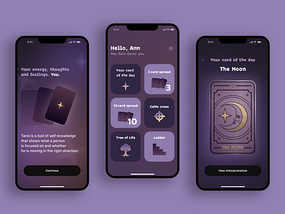 Daily Tarot app UI app design graphic design ui vector