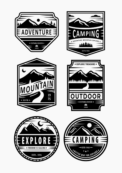 Vector vintage outdoor hiking and travel badge logo badge branding graphic design hiking illustrator logo portofolio set vintage
