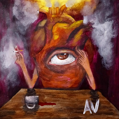 Heart On Fire illustration surrealism traditionalart traditionalpainting