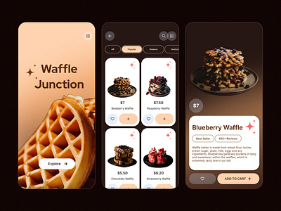 Waffle Delivery Mobile App app design delivery delivery mobile app deliveryservice digitalmenu food food app food delivery food delivery mobile app interaction mobile app mobile design onlineordering restaurantapp ui userinterface ux ux design waffle waffle function