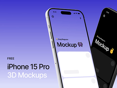 iPhone Pro 15 3D Mockups Free 15 pro 3d app apple cinema4d device figma free ios iphone isometric mock up mockup octane render ui