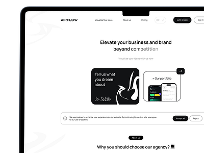 AIRFLOW - Website Design agency air black design landing minimal minimalistic studio ui web white