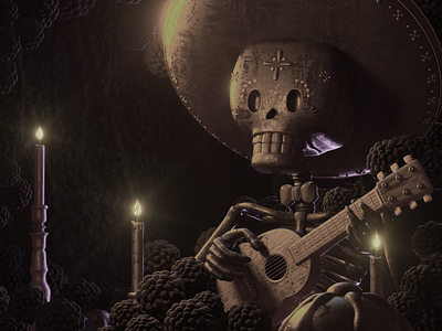 Calavera 3d 3d art 3d illustration c4d calavera character design illustration mariachi mexico music render skull vago3d