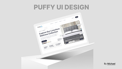 Puffy (Mattress) Hero-Section Design 3d blender branding figma graphic design landing page logo motion graphics ui uxui website