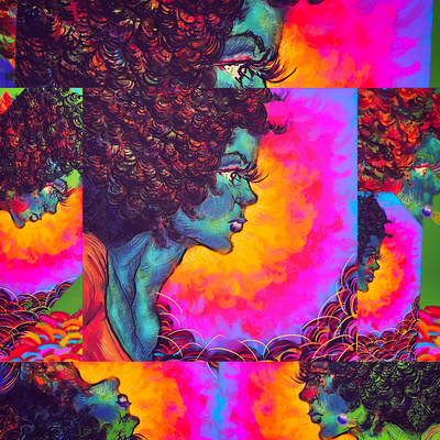 Funky Afro 2d art colorful digitalart graphic illustration poster procreate