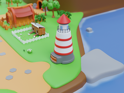 Lighthouse 3D Illustration 3d 3d icon 3d illustration 3d modelling beacon building lighthouse sea tower travel water