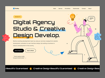 Creative Agency Landing Page agency branding business company creative creative agency design design studio digital agency homepage landing page portfolio service studio ui uiux web design