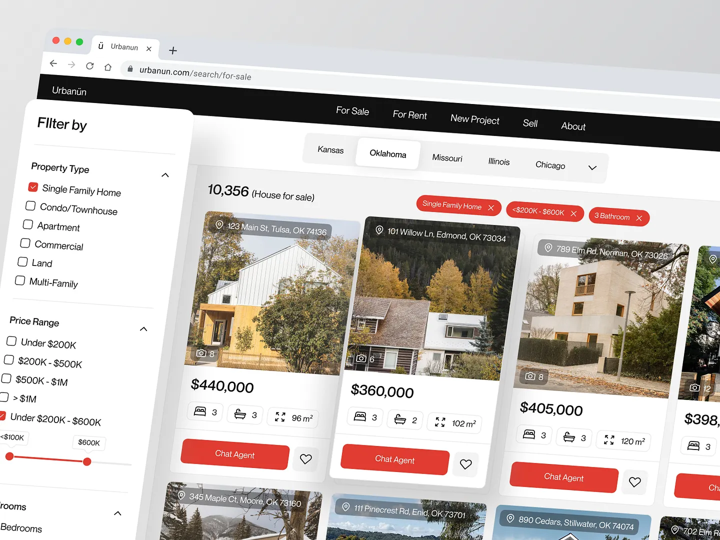 Modern Listing Website Design for Real Estate