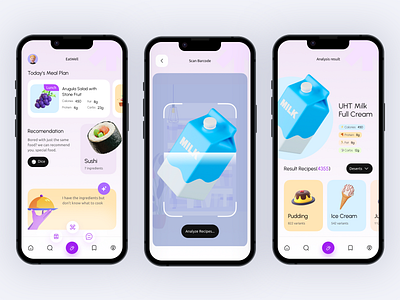 System Recommendation Food - Mobile App ai analysis analyst artificial intelligence barcode figma food ingredients ios mobile mobile app nutrition recipe recipes scan system recomendation system recomendation food ui ui design