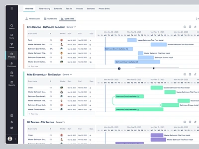 Overview | SaaS Web App UI/UX Design clean complex b2b design construction management crm dashboard gantt view interface multiple projects overview project management saas ui ux web app