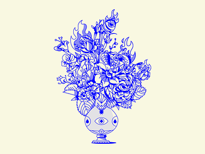 Vase of life antiquity base blue design drop eye fire flowers glass icon ill illustration ilustracion life star vase vector