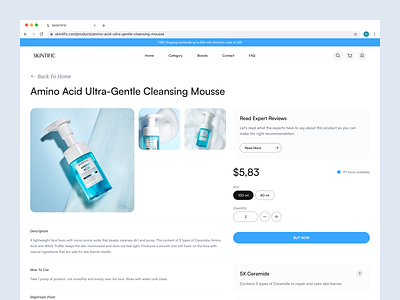 SKINTIFIC - Product Details Page checkout detail page e commerce ecommerce website market online store pdp product design product detail product detail page product page shopping skincare skincare website transaction ui ui design uiux web design website