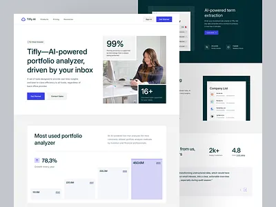 Tifly - AI Landing Page ai ai tool artificial intelligence clean design dipa inhouse landing page landingpage minimal portfolio analyzer saas site startup ui web web design website website design