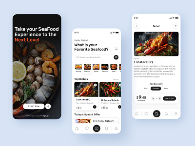 Seafood Mobile App android app app design food delivery food delivery app ios mobile app mobile app design online food store online store seafood seafoodapp ui uiux user interface