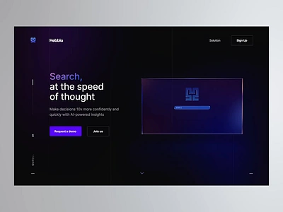 Hebbia website UI design by milkinside 3d c4d dark gpt hebbia intellegence landing logo night purple reading search searching simple typeface understanding website websites