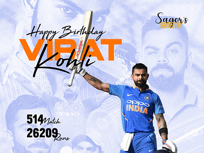 Happy Birthday Virat Kohli banner ad banner design branding design icc 2023 icc world cup 2023 indian cricket team indian cricket team poster movie poster poster design simple poster design social media design social media poster design sports flyer sports poster trendy poster design typography virat kohli virat kohli poster virat kohli poster design