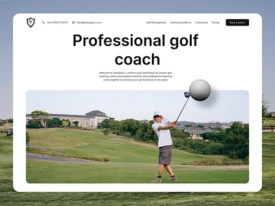 Private Golf Coach Landing Page Design business coach concept golf home page landing page seo simple sport user interface ux website design white