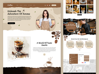 Coffee - Shop Landing Page Website cafe social media cafeteria clean website coffee coffee shop coffee bean coffee cup design expresso food delivery food order home page landing page ui uiux ux web website
