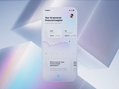 AI stock recommendation for Natural OS 3d ai analytics animation chatbot clean future gpt graph iphone minimalistic mockup motion reaction reccomendations simple ui ux voice wave