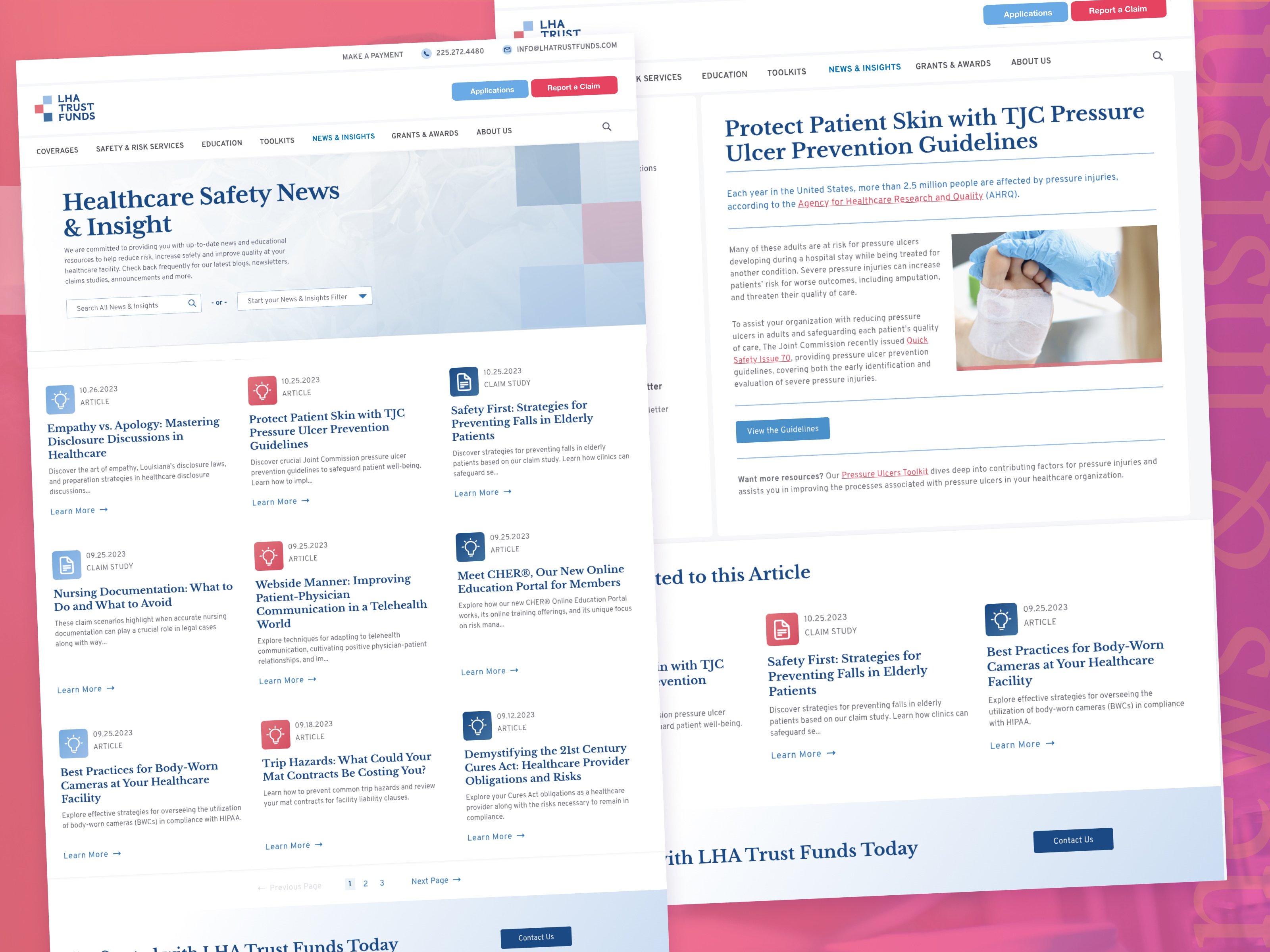 LHA News & Insights blog branding card listing content craft detail page digital entry page graphic design healthcare listing page medical news news listing ui ux visual visual design