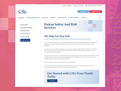 LHA | Safety & Risk Services Page brand branding content content page craft design graphic design healthcare medical page template risk safety ui uiux web design website design