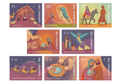 The Christmas Story in Stamps X Alexandra Ball christmas guernsey stamps jesus narrative religion stamps