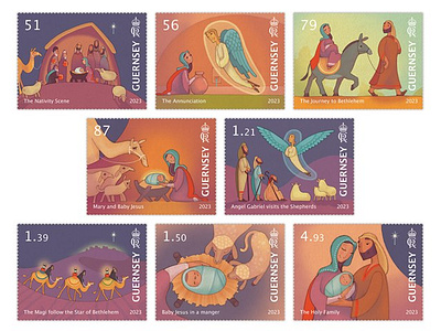 The Christmas Story in Stamps X Alexandra Ball christmas guernsey stamps jesus narrative religion stamps