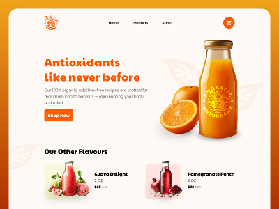 Antioxidant Juices branding design ecommerce food graphic design hero banner illustration juice landing page logo typography ui uiux ux web webdesign website