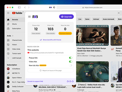PAB - Extention for Safari AdsBlocks ads ads blocks block blocks browser chrome clean clean design design donate extension extensions features safari section simple ui web design youtube