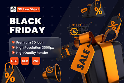 Black Friday 3D icon Pack light