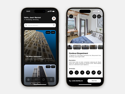 Book an Apartment App apartment app application booking branding dark design figma ui