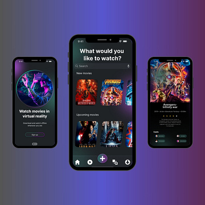 MOVIES APP IN VR animation graphic design ui ux