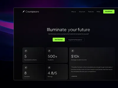 Courspear - Framer Template branding design minimal minimalist ui website