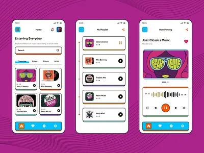 Music App Design - Brutalism Theme app app design brutalism design music music app design ui uiux ux visuals