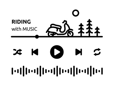 Riding with Music album band button holiday journey motorbike motorcycle mp3 music musician podcast quaver radio scooter song spotify transportation travel trip vacation