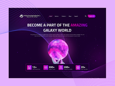 Galaxy Projector Landing Page 3d animation app design branding design galaxy projector landing page gradient graphic design illustration landing page logo motion graphics notro landing page space space landing page ui ui design ux webpage website design