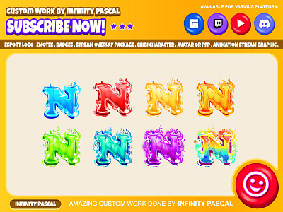 Letter N with Fire Badges bitbadges commission badges custom badges cute letter badges kawaii badges kick badges letter badges letter fire badges letter n badges sub badges subscriber twitch badges