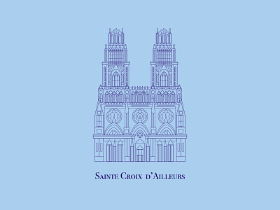 Sainte Croix d'Ailleurs architecture cathedral church detail illustration logo