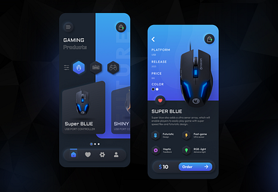 Gaming Mouse - Mobile Screens application gaming mobile application user experience user interface uxui