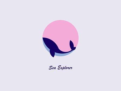 Sea Explorer animal branding explorer golden ratio logo minimalist moon sea whale