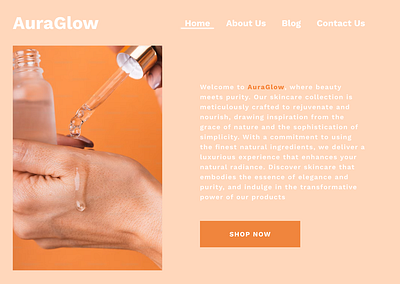 AuraGlow - Landing Page brand landing page skincare ui ux design