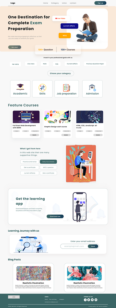 E-learning landing page course e learning education graphic design school ui ux