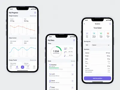 Calories Tracker / Nutrition Mobile App app calories counter design diet eat fit fitness food health ios meals nutrition recipes ui ux