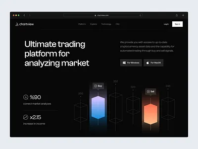 Web3 trading platform: hero, landing, webdesign blockchaine design crypto hero design home page lander landing design landing page product website saas design signals site trading design web design web3 design web3 platform website design website designner