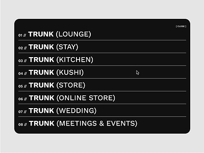 TRUNK hotel website redesign concept | Menu branding dailyui design focus hover menu redesign ui ui design website website design